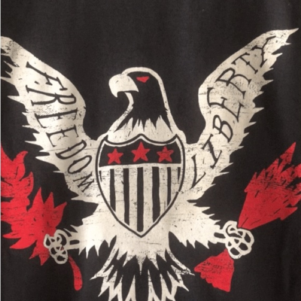 MELMARC Mens Black T-Shirt Size Large Graphics FREEDOM LIBERTY Cotton New